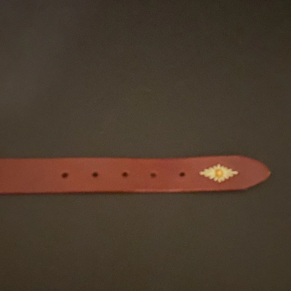 Fossil brown leather belt with embroidery - Picture 6 of 8